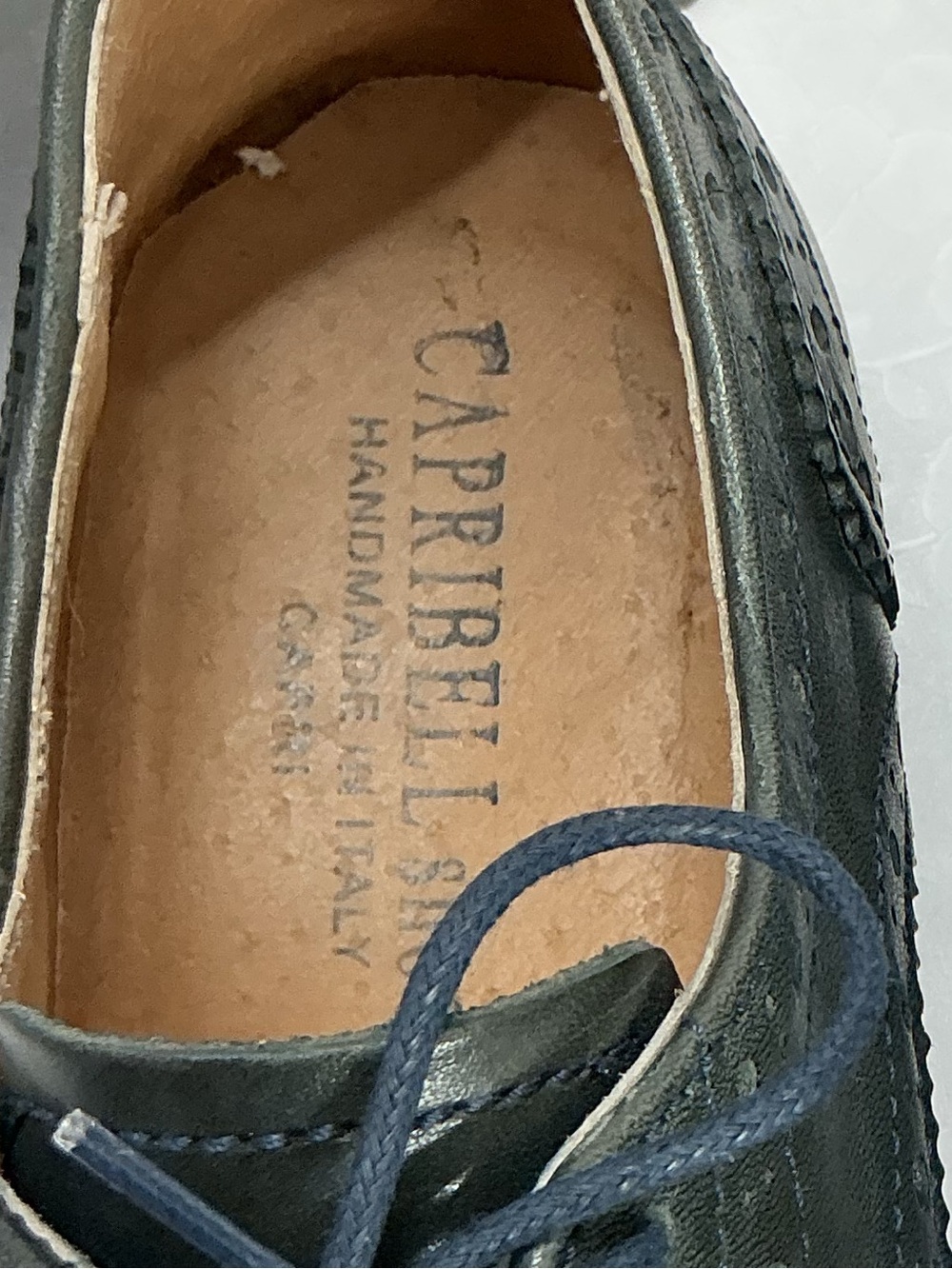 Women's handmade Wingtip Derby Oxfords in Dark Blue - Picture 5 of 7